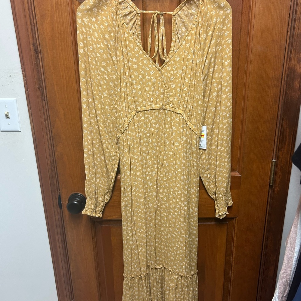 Maternity Sonoma Mustard Floral Long Sleeve Dress